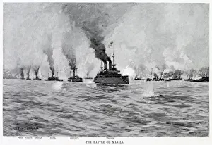 Totally Prints: NAVAL BATTLE OF MANILA The American fleet under Dewey totally destroys the Spanish fleet
