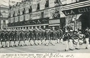 Cadets Prints: Naval cadets marching in Mexico City, Mexico