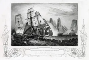 Images Dated 1st December 2020: Naval combat : Captain Charles Napier in the brig Recruit'