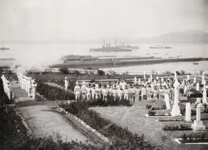 Transportation System Prints: Naval funeral, probably Weihaiwei, China, c. 1900