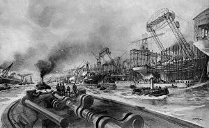 Shipyard Gallery: A naval shipyard in Scotland, during World War One