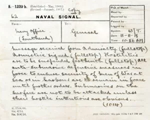 Naval Signal announcing the Armistice, WW1