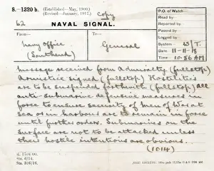 Jenkins Prints: Naval Signal announcing the Armistice, WW1
