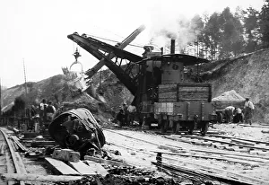 Navvies building a railway line in the UK, early 1900s