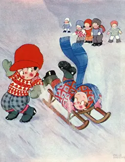 Slopes Prints: Nearly a Song Hit by Chloe Preston - winter sledging