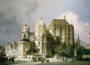 Aachen Collection: NEHER, Michael (1798-1876). Square of the Cathedral