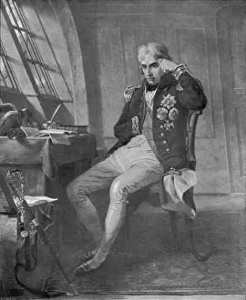 Admiral Prints: Nelson in his cabin on the H. M. S. Victory
