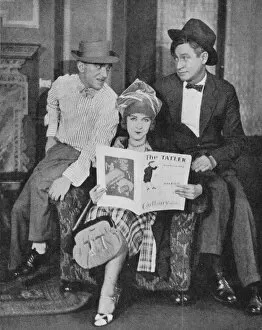 Nelson Keys, Dorothy Gish and Will Rogers on set