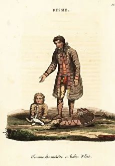Translator Prints: Nenets woman and child, summer dress, 18th century