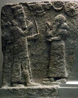 Images Dated 4th April 2008: Neo-Assyrian Art. Gypsum tile from a domestic shrine