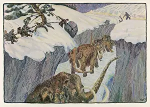 Neolithic mammoth hunt