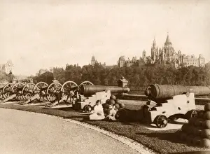 Cannons Prints: Nepean Point and Parliament Library, Ottawa, Ontario, Canada