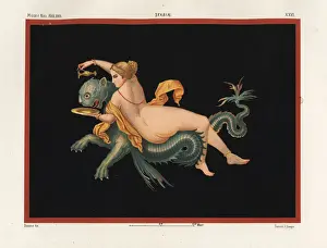 Nereid sea nymph supported by a monster, half