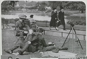 Leaders Collection: Neville and Anne Chamberlain in the park