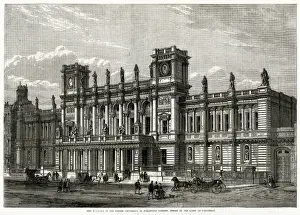 Universities Prints: New buildings of London University, Burlington Gardens 1870
