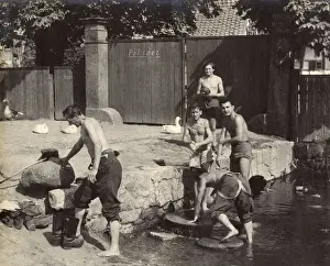 Peacetime Prints: New police recruits bathing outdoors, Germany