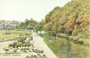 Sidmouth Prints: New Promenade and River Sid, Sidmouth, Devon