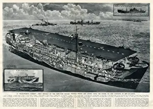 Decks Prints: New type of escort vessel by G. H. Davis
