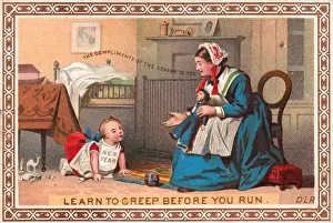 Creep Prints: New Year Baby with mother on a New Year card