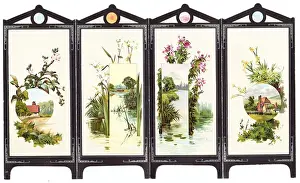 New Year card in the form of a folding screen