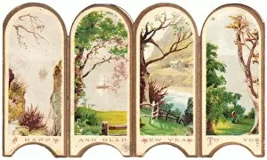 Images Dated 5th October 2017: New Year card in the form of a folding screen