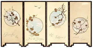 New Year card in the form of a folding screen