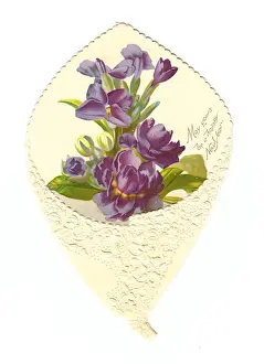 New Year card with purple flowers