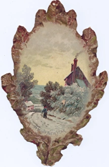 Images Dated 8th December 2015: New Year card in the shape of an autumn leaf