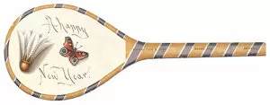 New Year card in the shape of a badminton racquet
