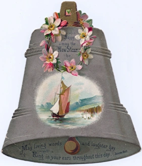 Images Dated 11th November 2015: New Year card in the shape of a bell