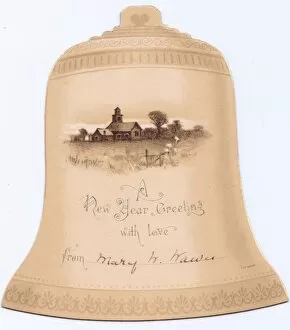 Images Dated 13th November 2015: New Year card in the shape of a bell