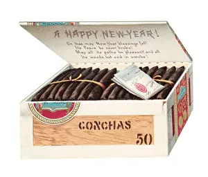 New Year card in the shape of a cigar box