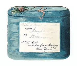 New Year card in the shape of a gift box