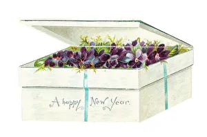 New Year card in the shape of a gift box