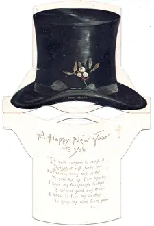 New Year card in the shape of a top hat
