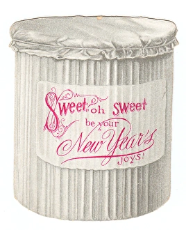 Images Dated 8th December 2015: New Year card in the shape of a jam pot