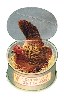 Images Dated 9th May 2018: New Year card in the shape of a jar of potted meat
