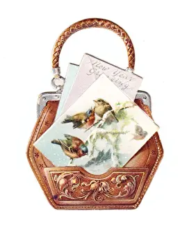 Tucked Prints: New Year card in the shape of a leather handbag