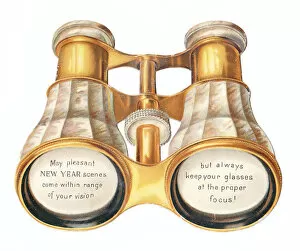 Images Dated 10th December 2015: New Year card in the shape of a pair of binoculars