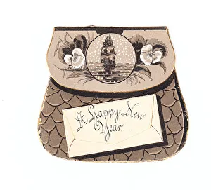 New Year card in the shape of a purse
