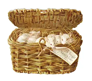 Vermin Prints: New Year card in the shape of a wickerwork basket