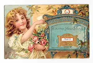 New Year card with turning calendar
