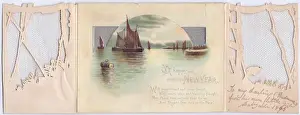 New Year greetings card with sailing boats