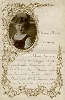 New Years letter with portrait of a little girl