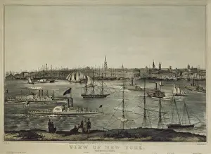 Currier Prints: New York (19th c. ). View from Brooklyn. Engraving