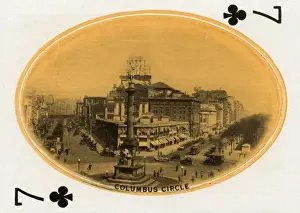 New York City - Playing card - Columbus Circle - 7 of Clubs