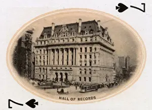 Spades Prints: New York City - Playing card - Hall of Records - 7 of Spades