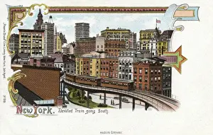 Tenement Prints: New York - Elevated Train going south
