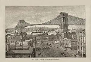 Espa Prints: New York. Hanging bridge. Illustration of