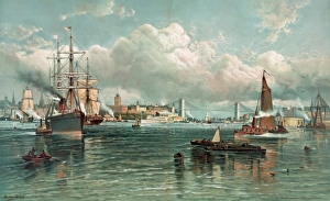New York Gallery: New York Harbour with Brooklyn Bridge